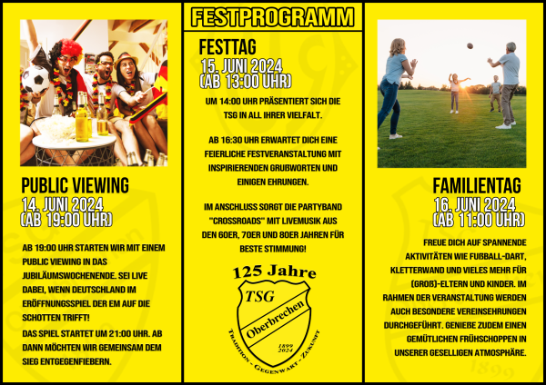 Flyer Festprogramm125 Jahre TSG Oberbrechen Festwochenende 2024